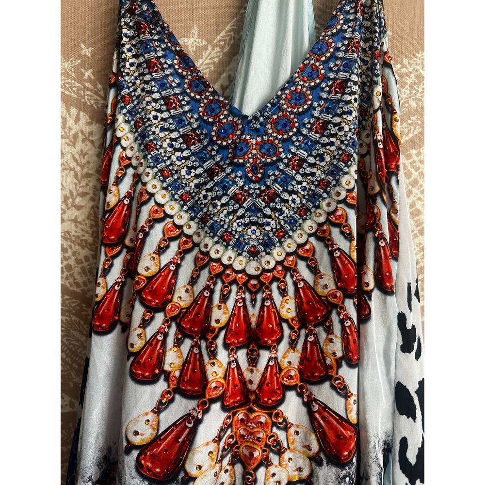 True Colours by La Moda Tank V-Neck Rhinestone Maxi Dress in Exotic Design - Picture 2 of 9